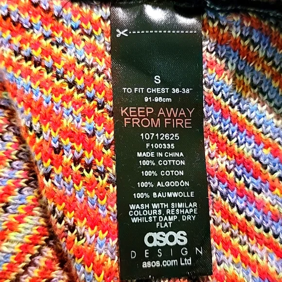 ASOS DESIGN MEN'S KNIT MULTICOLOR SWEATER IN THE CHEVRON PATTERN